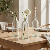 Prodotto Portacandele bottiglie decorative mini vasi in vetro trasparente H19,5 cm 6 pz