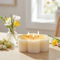 Prodotto Candela a tre stoppini candela floreale decorativa giallo bianco Ø11,5 cm H4 cm