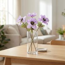 Prodotto Fiori di anemone artificiali color lilla, lunghi 34 cm, 4 pezzi