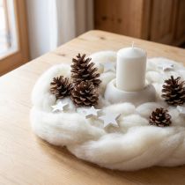 Prodotto Cordino di lana, nastro di lana bianca, 2 m, lana decorativa per lavori creativi e confezioni regalo