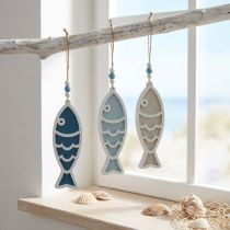 Prodotto Appendiabiti decorativo pesce in legno da appendere decorazione blu marittimo 12 cm 9 pezzi