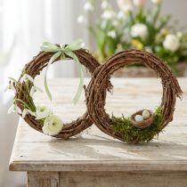 Prodotto Anello decorativo mini ghirlanda di vite naturale Ø15cm 6 pezzi decorazione fai da te