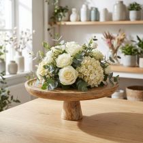 Prodotto Piatto decorativo in legno con base, alzatina per torta, effetto naturale, Ø25cm