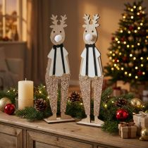Prodotto Figura decorativa in legno di renna Natale da mettere 12×6,5 cm H45 cm 2 pezzi