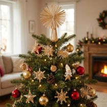 Prodotto Set di stelle di paglia per decorazioni natalizie per albero di Natale, 35 pezzi.