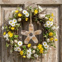 Prodotto Fiore da appendere, decoro in legno con motivo, decoro primaverile naturale, bianco H19,5cm
