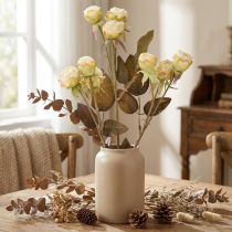 Prodotto Rose artificiali appassite Drylook 9 petali panna 69cm