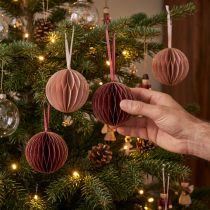 Prodotto Palline a nido d'ape Natale bordeaux rosa Ø8cm 4 pezzi