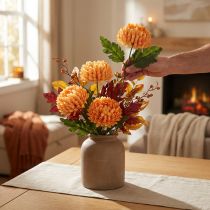 Prodotto Fiore artificiale crisantemo arancione Ø7cm 18cm 4 pezzi