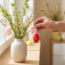 Prodotto Uova di Pasqua da appendere con fiori Decorazione pasquale 6cm 12pz