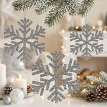 Prodotto Fiocco di neve argento da appendere Ø8cm - Ø12cm 9 pz