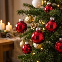 Prodotto Palline di Natale/decorazioni per l'albero in vetro rosso, Ø4cm, 24 pezzi