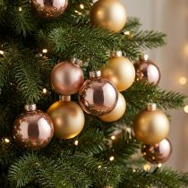 Prodotto Palline di Natale in vero vetro oro e rosa Ø60mm 24 pz