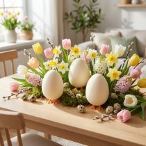 Prodotto Uovo decorativo con gambe Crema per uova di Pasqua Divertente decorazione pasquale H13cm 4 pezzi