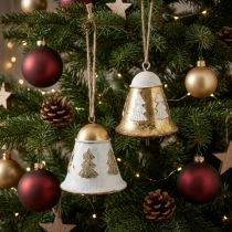 Prodotto Campane di Natale vintage Decorazione natalizia dorata bianca 2 pezzi
