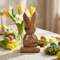 Prodotto Coniglietto pasquale in legno con uova in metallo, decorazione tavola Pasqua H20.5cm