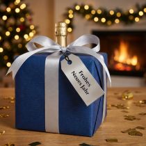Prodotto Etichetta regalo "Happy New Year" argento 8×3,5 cm 50pz