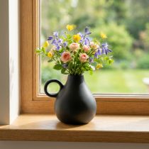 Prodotto Mini vaso in ceramica manico nero decoro ceramica H8,5 cm