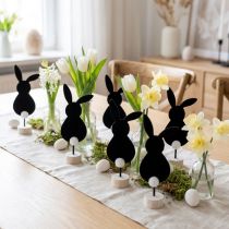 Prodotto Stand decorazione da tavolo Coniglietti pasquali in feltro nero 19 cm 12 pezzi