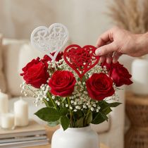 Prodotto Spina fiore cuore rosso, spina decorativa bianca San Valentino 7cm 12pz