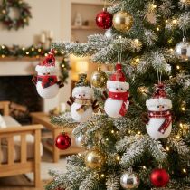 Prodotto Decorazioni per l'albero di Natale pupazzo di neve con cappello H9cm 4 pezzi