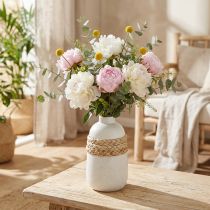 Prodotto Vaso di fiori in ceramica bianca e vaso di fanerogame decorazione estiva H17.5cm