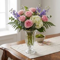 Prodotto Vaso in vetro con piede vaso da fiori in vetro Ø13,5 cm H22 cm