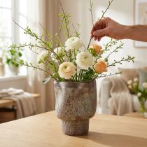 Prodotto Vaso decorativo fioriera in ceramica marrone metallizzato grigio blu 16,5×20,5 cm