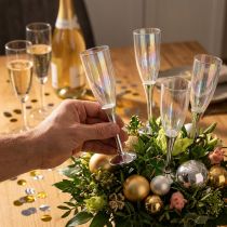 Prodotto Decorazione di Capodanno tappo per calice da champagne argento 7,5 cm L27 cm 12 pezzi