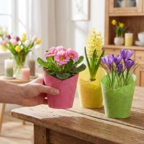 Prodotto Vaso per piante in carta intrecciata rosa giallo verde Ø9cm H18cm 9 pezzi