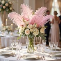 Prodotto Decorazione Piume di Struzzo Vere Piume Rosa 20-25 cm 12 pz