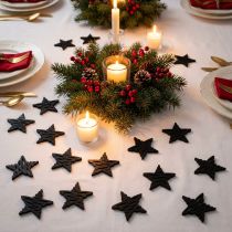 Prodotto Decorazione sparsa stelle nere in legno di Natale Ø4cm 72 pz
