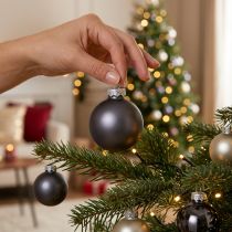 Prodotto Mini palline di Natale palline di vetro antracite Ø3cm 22 pz