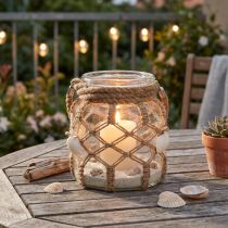 Prodotto Decorazione da tavolo con conchiglie decorative in macramè di vetro, decorazione da appendere Ø14 cm