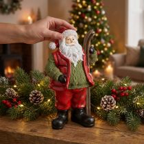 Prodotto Decorazione di Babbo Natale con sci dipinta 14×10,5×24,5cm