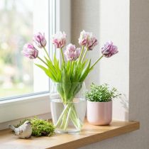 Prodotto Tulipani artificiali tulipani pappagallo viola bouquet con 5 fiori 40cm