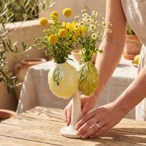 Prodotto Vaso in ceramica decorato a forma di limone, decorazione da tavola mediterranea H22cm