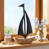 Prodotto Barca a vela decorativa in legno e metallo in nero naturale H30,5cm