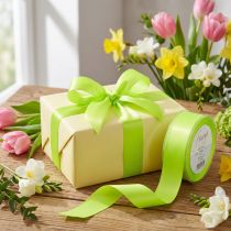 Prodotto Nastro regalo decorativo con cimosa verde lime 40 mm 50 m