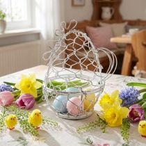 Prodotto Cestino in filo metallico a forma di gallina per le uova di Pasqua. Un'aggiunta deliziosa alle decorazioni pasquali. 14 cm.