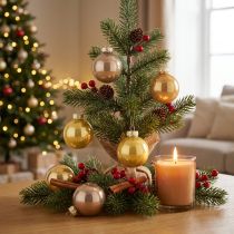 Prodotto Set di mini palline per albero di Natale, lucide e pendenti, 3 cm, 22 pezzi