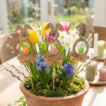 Prodotto Coniglietto pasquale in legno, tappi per fiori Pasqua, tappi per coniglietti 8,5 cm 12 pezzi