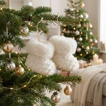 Prodotto Stivali con stivali di pelliccia Decorazione albero di Natale bianco 7 cm 2 pezzi