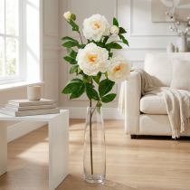 Prodotto Peonia di seta artificiale bianco crema 135 cm