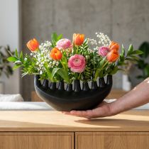 Prodotto Vaso Ceramica Nave Decorazione da Tavolo Nero Astratto Moderno H15cm