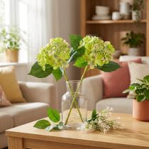 Prodotto Ortensie Artificiali Fiori Verdi Foglie L43cm 2pz