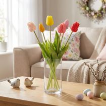 Prodotto Bouquet di tulipani artificiali, decorazione colorata e realistica, alta qualità per la casa, 43 cm, 7 pezzi