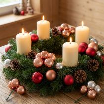 Prodotto Specchio Bacche Di Natale In Vetro Albicocca Argento Ø40mm 32 pz