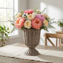Prodotto Vaso decorativo vintage a forma di calice, aspetto anticato, grigio-marrone, Ø15cm, H16cm, per decorazioni rustiche da tavola e accenti eleganti per la casa