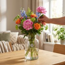 Prodotto Vaso per fiori in vetro decorativo con collo trasparente Ø14,5cm H25cm